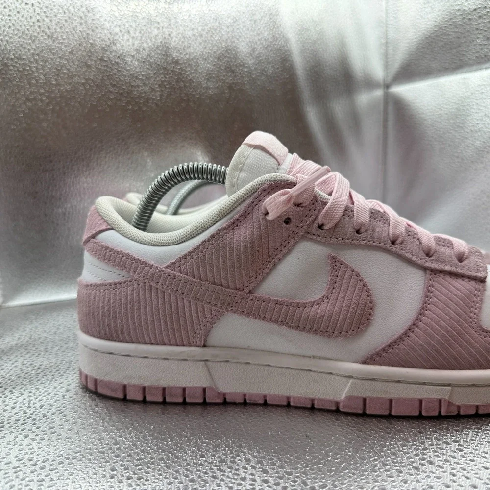 Size 10 Nike Dunk Low Pink Corduroy White/Pink Women Sneakers FN7167-100